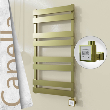 Radiva - Capella Elektrikli Paslanmaz Çelik Havlupan 500x990 Satine Altın (KTX3 Termostat) 300W