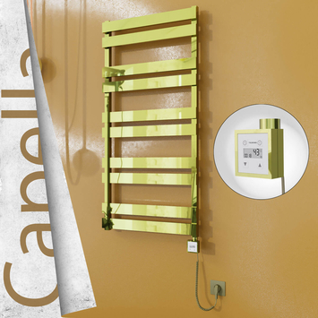 Radiva - Capella Elektrikli Paslanmaz Çelik Havlupan 600x1260 Altın (KTX3 Termostat) 600W Spiral Kablolu