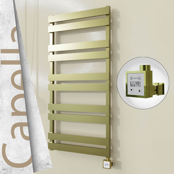 Radiva - Capella Elektrikli Paslanmaz Çelik Havlupan 600x1260 Satine Altın (KTX3 Termostat) 600W