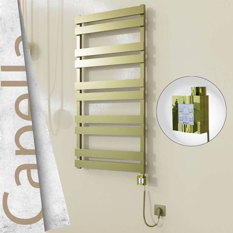 CAPELLA Elektrikli Paslanmaz Çelik Havlupan 600x1260 Satine Altın (KTX4 Termostat) 600W Spiral Kablolu