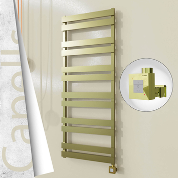 Radiva - Capella Elektrikli Paslanmaz Çelik Havlupan 600x1530 Satine Altın (KTX1 Termostat) 600W