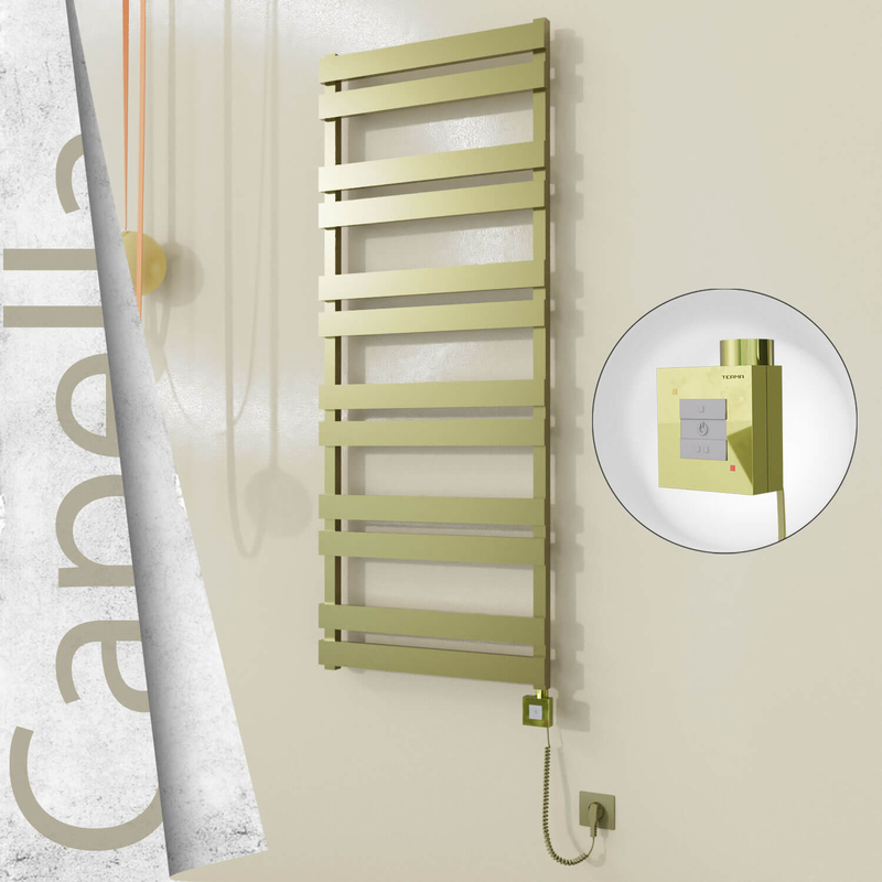CAPELLA Elektrikli Paslanmaz Çelik Havlupan 600x1530 Satine Altın (KTX1 Termostat) 600W Spiral Kablolu