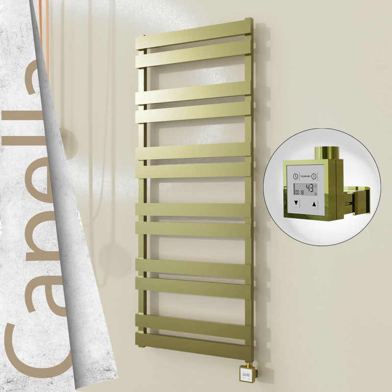 CAPELLA Elektrikli Paslanmaz Çelik Havlupan 600x1530 Satine Altın (KTX3 Termostat) 600W