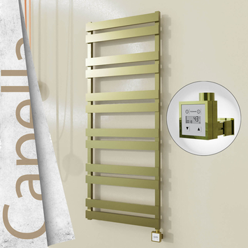 Radiva - Capella Elektrikli Paslanmaz Çelik Havlupan 600x1530 Satine Altın (KTX3 Termostat) 600W