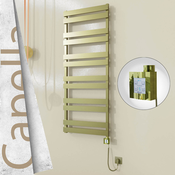 Radiva - Capella Elektrikli Paslanmaz Çelik Havlupan 600x1530 Satine Altın (KTX4 Termostat) 600W Spiral Kablolu
