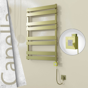 Radiva - Capella Elektrikli Paslanmaz Çelik Havlupan 600x990 Satine Altın (KTX1 Termostat) 300W Spiral Kablolu