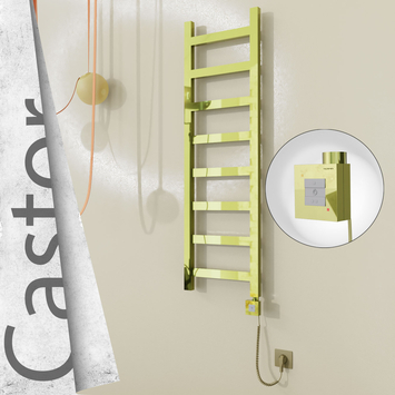 Radiva - Castor Elektrikli Paslanmaz Çelik Havlupan 400x1300 Altın (KTX1 Termostat) 300W Spiral Kablolu
