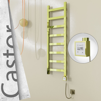 Radiva - Castor Elektrikli Paslanmaz Çelik Havlupan 400x1300 Altın (KTX3 Termostat) 300W Spiral Kablolu