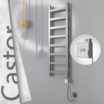 Radiva - Castor Elektrikli Paslanmaz Çelik Havlupan 400x1300 Satin Polisaj (KTX3 Termostat) 300W Spiral Kablolu