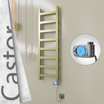 Radiva - Castor Elektrikli Paslanmaz Çelik Havlupan 400x1300 Satine Altın (Musa Termostat) 300W