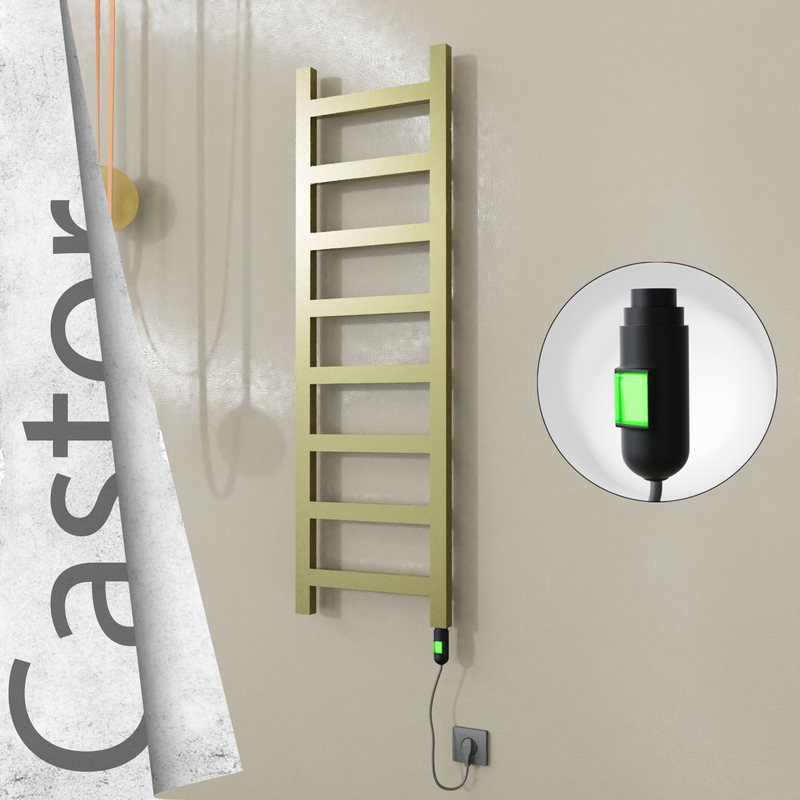 CASTOR Elektrikli Paslanmaz Çelik Havlupan 400x1300 Satine Altın (On/Off Düğmeli) 300W