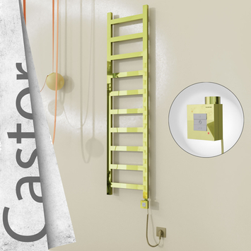 Radiva - Castor Elektrikli Paslanmaz Çelik Havlupan 400x1620 Altın (KTX1 Termostat) 300W Spiral Kablolu