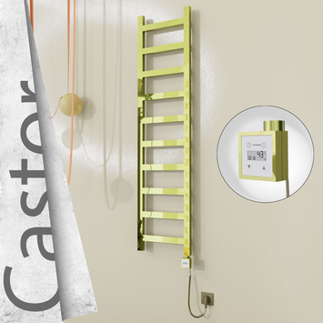 Radiva - Castor Elektrikli Paslanmaz Çelik Havlupan 400x1620 Altın (KTX3 Termostat) 300W Spiral Kablolu