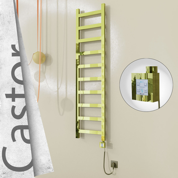 Radiva - Castor Elektrikli Paslanmaz Çelik Havlupan 400x1620 Altın (KTX4 Termostat) 300W Spiral Kablolu