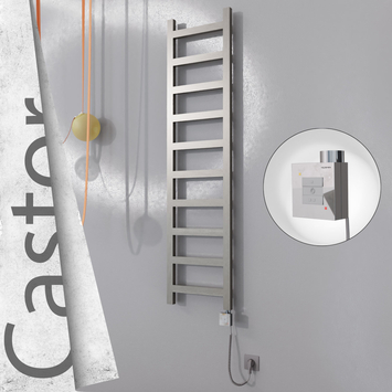 Radiva - Castor Elektrikli Paslanmaz Çelik Havlupan 400x1620 Satin Polisaj (KTX1 Termostat) 300W Spiral Kablolu