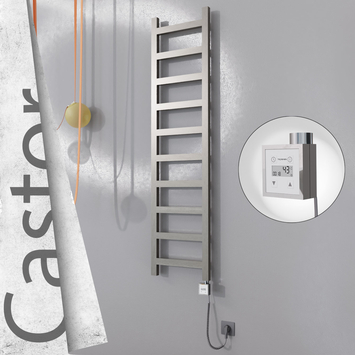 Radiva - Castor Elektrikli Paslanmaz Çelik Havlupan 400x1620 Satin Polisaj (KTX3 Termostat) 300W Spiral Kablolu