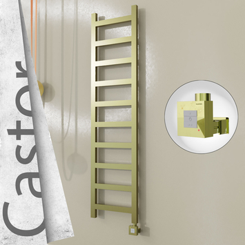 Radiva - Castor Elektrikli Paslanmaz Çelik Havlupan 400x1620 Satine Altın (KTX1 Termostat) 300W