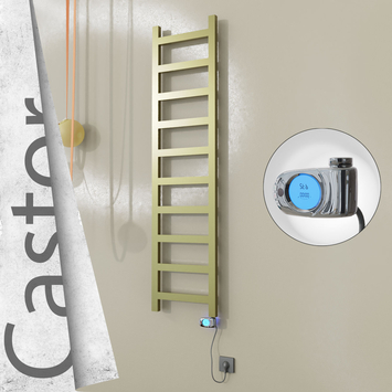 Radiva - Castor Elektrikli Paslanmaz Çelik Havlupan 400x1620 Satine Altın (Musa Termostat) 300W
