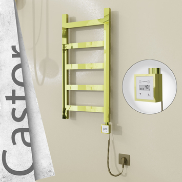Radiva - Castor Elektrikli Paslanmaz Çelik Havlupan 400x820 Altın (KTX3 Termostat) 200W Spiral Kablolu