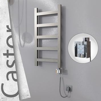 Radiva - Castor Elektrikli Paslanmaz Çelik Havlupan 400x820 Satin Polisaj (KTX4 Termostat) 200W Spiral Kablolu