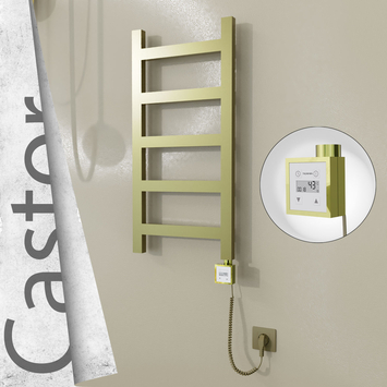 Radiva - Castor Elektrikli Paslanmaz Çelik Havlupan 400x820 Satine Altın (KTX3 Termostat) 200W Spiral Kablolu