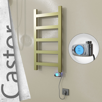 Radiva - Castor Elektrikli Paslanmaz Çelik Havlupan 400x820 Satine Altın (Musa Termostat) 200W