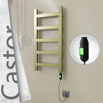 Radiva - Castor Elektrikli Paslanmaz Çelik Havlupan 400x820 Satine Altın (On/Off Düğmeli) 200W
