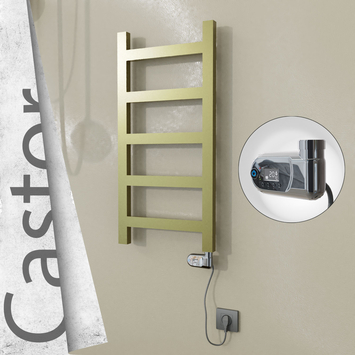 Radiva - Castor Elektrikli Paslanmaz Çelik Havlupan 400x820 Satine Altın (Thesis Termostat) 200W