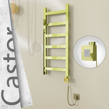 Radiva - Castor Elektrikli Paslanmaz Çelik Havlupan 400x980 Altın (KTX1 Termostat) 200W Spiral Kablolu
