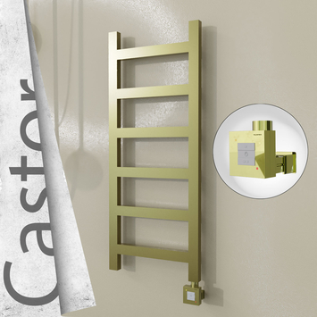 Radiva - Castor Elektrikli Paslanmaz Çelik Havlupan 400x980 Satine Altın (KTX1 Termostat) 200W