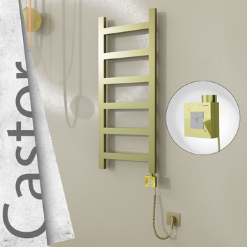 Radiva - Castor Elektrikli Paslanmaz Çelik Havlupan 400x980 Satine Altın (KTX1 Termostat) 200W Spiral Kablolu