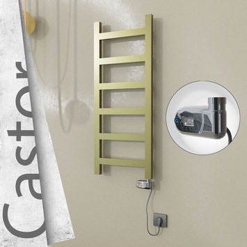 Radiva - Castor Elektrikli Paslanmaz Çelik Havlupan 400x980 Satine Altın (Thesis Termostat) 200W