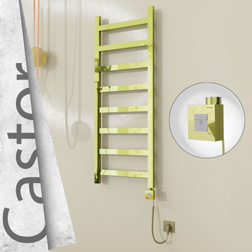 Radiva - Castor Elektrikli Paslanmaz Çelik Havlupan 500x1300 Altın (KTX1 Termostat) 300W Spiral Kablolu
