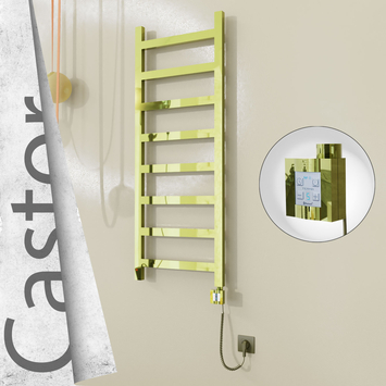 Radiva - Castor Elektrikli Paslanmaz Çelik Havlupan 500x1300 Altın (KTX4 Termostat) 300W Spiral Kablolu