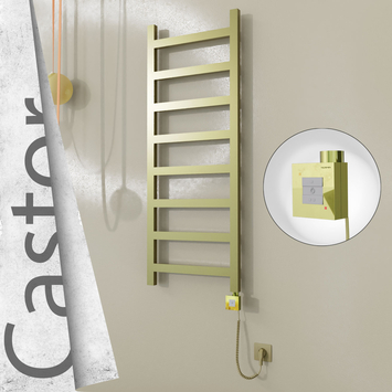 Radiva - Castor Elektrikli Paslanmaz Çelik Havlupan 500x1300 Satine Altın (KTX1 Termostat) 300W Spiral Kablolu