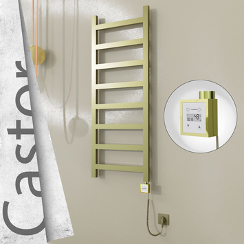 Radiva - Castor Elektrikli Paslanmaz Çelik Havlupan 500x1300 Satine Altın (KTX3 Termostat) 300W Spiral Kablolu