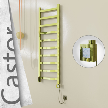 Radiva - Castor Elektrikli Paslanmaz Çelik Havlupan 500x1620 Altın (KTX4 Termostat) 300W Spiral Kablolu