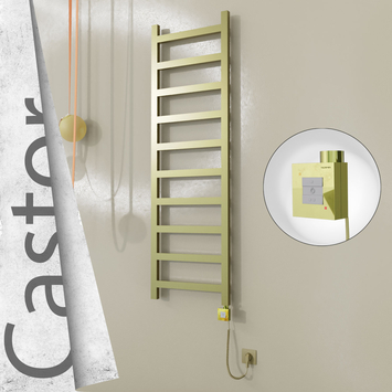 Radiva - Castor Elektrikli Paslanmaz Çelik Havlupan 500x1620 Satine Altın (KTX1 Termostat) 300W Spiral Kablolu