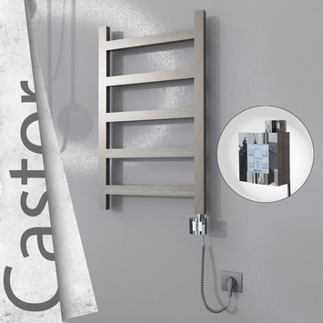 Radiva - Castor Elektrikli Paslanmaz Çelik Havlupan 500x820 Satin Polisaj (KTX4 Termostat) 200W Spiral Kablolu