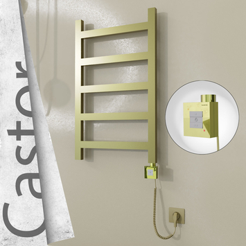 Radiva - Castor Elektrikli Paslanmaz Çelik Havlupan 500x820 Satine Altın (KTX1 Termostat) 200W Spiral Kablolu