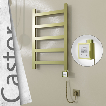 Radiva - Castor Elektrikli Paslanmaz Çelik Havlupan 500x820 Satine Altın (KTX3 Termostat) 200W Spiral Kablolu