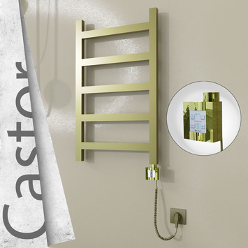 Radiva - Castor Elektrikli Paslanmaz Çelik Havlupan 500x820 Satine Altın (KTX4 Termostat) 200W Spiral Kablolu