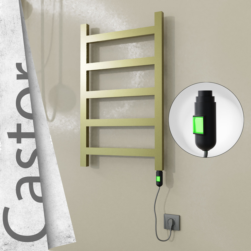 CASTOR Elektrikli Paslanmaz Çelik Havlupan 500x820 Satine Altın (On/Off Düğmeli) 200W
