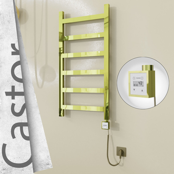 Radiva - Castor Elektrikli Paslanmaz Çelik Havlupan 500x980 Altın (KTX3 Termostat) 300W Spiral Kablolu