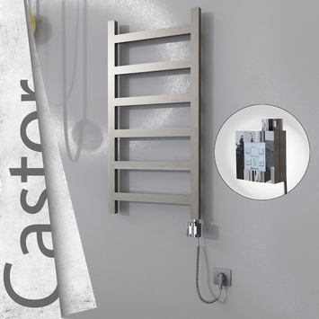 Radiva - Castor Elektrikli Paslanmaz Çelik Havlupan 500x980 Satin Polisaj (KTX4 Termostat) 300W Spiral Kablolu