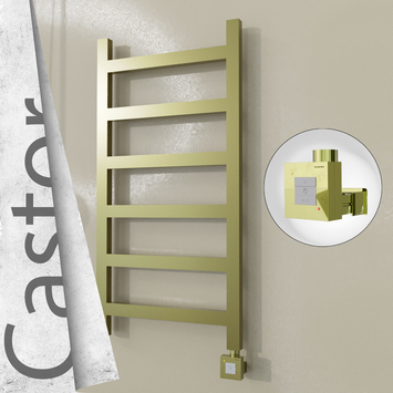 Radiva - Castor Elektrikli Paslanmaz Çelik Havlupan 500x980 Satine Altın (KTX1 Termostat) 300W