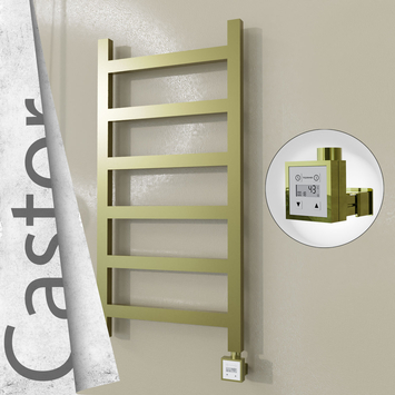 Radiva - Castor Elektrikli Paslanmaz Çelik Havlupan 500x980 Satine Altın (KTX3 Termostat) 300W