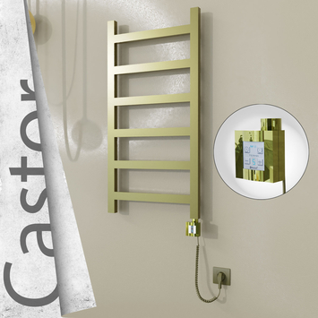 - CASTOR Elektrikli Paslanmaz Çelik Havlupan 500x980 Satine Altın (KTX4 Termostat) 300W Spiral Kablolu  - CASTOR Elektrikli Paslanmaz Çelik Havlupan 500x980 Satine Altın (KTX4 Termostat) 300W Spiral Kablolu