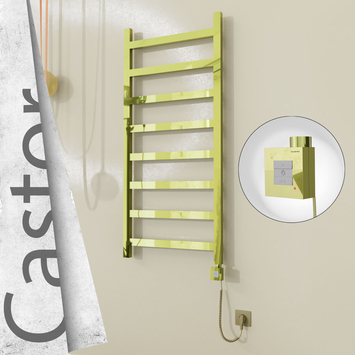 Radiva - Castor Elektrikli Paslanmaz Çelik Havlupan 600x1300 Altın (KTX1 Termostat) 300W Spiral Kablolu