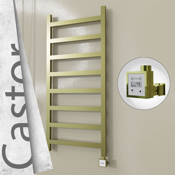 Radiva - Castor Elektrikli Paslanmaz Çelik Havlupan 600x1300 Satine Altın (KTX3 Termostat) 300W